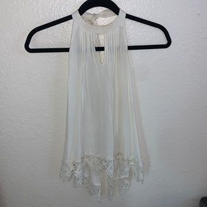 Cute white/cream boho flowy halter tanktop
